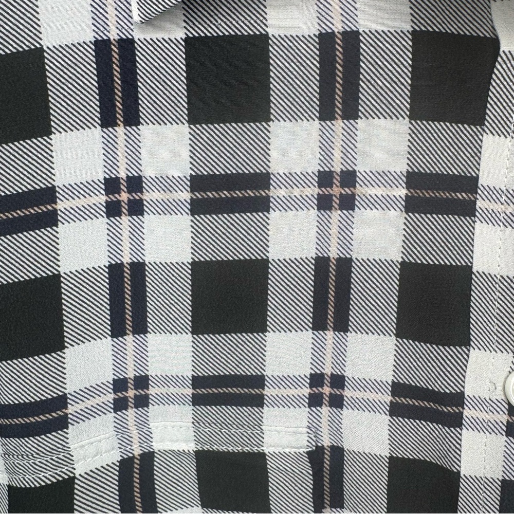 EQUIPMENT Femme Signature 100% Silk Plaid Blouse Button Front Gray Size Large - Picture 5 of 16